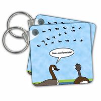 3dRose Geese Non-Conformists - Key Chains, 2,25 x 2,25", Set of 6 (kc_3516_3)