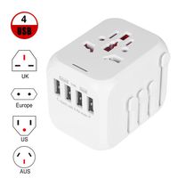 Universal Travel Adapter, eeQiu International Power Adapter 4 USB Ports Universal Travel Adapter Plug Adapter UK USA Moxico Canada EU AUS Asia China Thailand 150+ Countries (White)