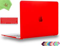 UESWILL 2in1 Smooth Matte Hard Shell Case with Silicone Keyboard Cover for MacBook 12 inch with Retina Display (Model: A1534) + Microfibre Cleaning Cloth, Red