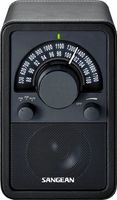 Sangean WR-15BK AM/FM Table Top Wooden Radio, Black Leatherette (Renewed)