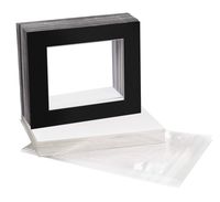Golden State Art, Pack of 25, 16x20 Black Picture Mats Mattes with White Core Bevel Cut for 11x14 Photo + Backing + Bags