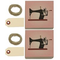 Sewing Machine Vintage Pink Background Kraft Gift Boxes Set of 2