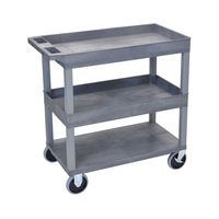 Offex HD High Capacity 2 Tub and 1 Flat Shelves Cart, Gray (OF-EC112HD-G)