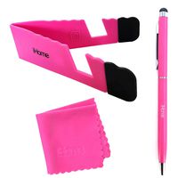 iHome Tablet and Smartphone 3-in-1 Microfiber Cloth, Stylus Pen & Stand Bundle - Pink