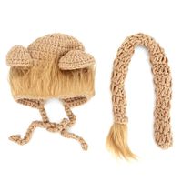 Baby Photography Props Hat Newborn Lion Hat Knitted Outfits Crochet Hat with Tail for Boys Girls Photography Shoot