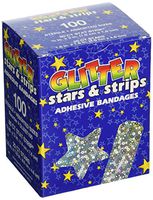 American White Cross Designer Adhesive Bandages, Sterile, Glitter Stars and Stripes, Assorted, 100 per Box, 12 Box per Case (Pack of 1200), Model Number: GLIAST100