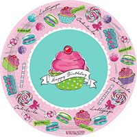 amscan Heavenly Sweets Birthday Party Round Dessert Plates Tableware, Paper, 7", Pack of 18