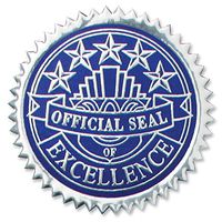Embossed Excellence Foil Certificate Seals, 102 Pack (Silver and Blue)