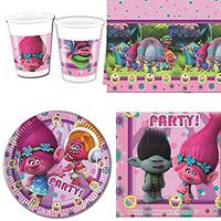 DreamWorks Bpwfa 65 Trolls 16 Cups/16 Paper Plates/16 Napkins/1 Table Cover