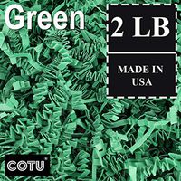 2 LB Green Crinkle Shred Gift Basket Shred Crinkle Paper Filler Bedding by COTU (32 oz)