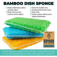 ECO AZUL Bamboo Dish Sponge Non-Scratch Eco-Friendly Odor-Free Biodegradable Kitchen Cleaning (3 Pack)
