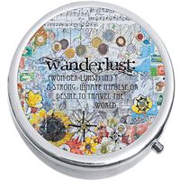 Wanderlust Travel Maps Medicine Vitamin Pill Box