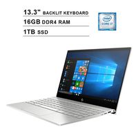 2020 HP Envy 13.3 Inch 4K 2160P Touchscreen Business Laptop, Intel 4-Core i7-8565U up to 4.6 GHz, NVIDIA MX250 2GB, 16GB DDR4 RAM, 1TB SSD, Backlit KB, FP Reader, WiFi, Bluetooth, Windows 10