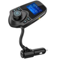 Nulaxy Bluetooth Car FM Transmitter Audio Adapter Receiver Wireless Handsfree Voltmeter Car Kit TF Card AUX 1.44 Display - KM18 Black Matte