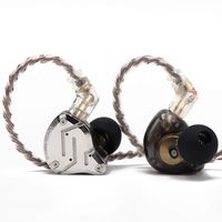 KZ ZS10 Pro, Linsoul 4BA+1DD 5 Driver in-Ear HiFi Metal Earphones with Stainless Steel Faceplate, 2 Pin Detachable Cable (Without Mic, Black)