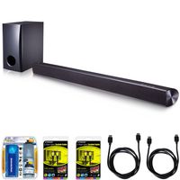 LG SH2 2.1ch 100W Sound Bar with Subwoofer and Bluetooth Connectivity Bundle includes Sound Bar with Subwoofer, Screen Cleaning Kit, 2 Toslink Cables and 2 HDMI Cables
