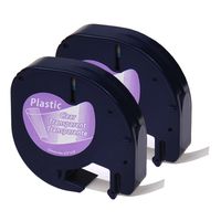 GREENCYCLE 2 Pack Label Tape 1/2'' W x 13' 12mm x 4m Black Print on Clear pastic Labeling Tape Compatible with DYMO 16952 LetraTag LT-100H Plus LT-100H LT-100T LT-110T QX 50 Label Maker