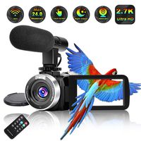 Video Camera Camcorder,Ultra HD 2.7K Vlogging Camera 30 FPS 24MP Wi-fi Camcorders with Microphone IR Night Vision YouTube Camera with Time Lapse & Motion Detection