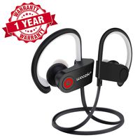 Wireless Sport Earbuds with Mic, Woozik S102 Bluetooth Headphones with Ear Hook, in Ear Running Headset for Workout Exercise Gym Compatible with Cell Phones,Tablets (Black)