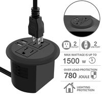 Desktop Power Grommet with USB,Recessed Power Socket with 2 AC Outlets and 2 USB Charging Ports. Desk Grommet Outlet 3in Hole,for Kitchen Table/Conference Room Outlet