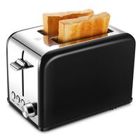 Toaster 2 Slice, Retro Small Toaster with Bagel, Cancel, Defrost Function, Extra Wide Slot Compact Stainless Steel Toasters for Bread Waffles, Dark Black