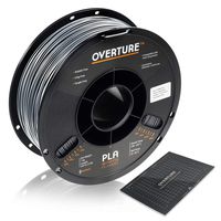 Overture PLA Filament 1.75mm with 3D Build Surface 200mm × 200mm 3D Printer Consumables, 1kg Spool (2.2lbs), Dimensional Accuracy +/- 0.05 mm, Fit Most FDM Printer, Space Gray