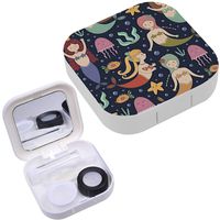 Portable Contact Lens Case Box Travel Kit Mirror + Bottle + Tweezers Container Holder [ Little Mermaids Cute ]
