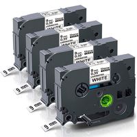 Compatible with P-Touch Laminated Black on White Tape, TZe-221 TZ-221 9mm x 8m (0.35" x 26.2') for Brother PT-H110 PT-D400 PT-D400AD PT-D600 PT-D210 PT-D200 PT-H100 PT-1280 PT-P700 Label Maker, 4-Pack