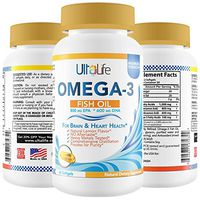 UltaLife Best Omega 3 Essential Fatty Acids Fish Oil + Highly Refined Maximum Strength Supplement + Natural Lemon Flavor NO Aftertaste or Burping + Softgels for Men & Woman + They're Great for Dogs!