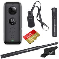 Insta360 ONE X 360 Camera with 5.7K 4K 3K Video and 18MP Photos - Bundle Includes Bullet Time Handle, Invisible Selfie Stick, 128GB SanDisk Extreme microSDXC (4 Items)