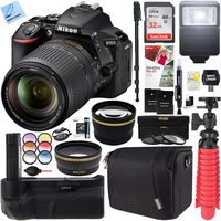 Nikon D5600 24.2 MP DX-Format DSLR Camera with AF-S 18-140mm ED VR Lens Kit + 32GB Battery Grip Accessory Bundle