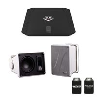 Kicker KB6000 White Outdoor Speakers with Dub 480 Watt Amplifier