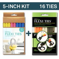 UT Wire 5" Flexi Ties Cable Wrap - (Orange/Gray/Black/Yellow/Pink/Blue) - 16 Count