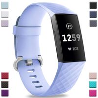 Hamile Bands Compatible with Fitbit Charge 3, Waterproof Replacement Watch Strap Fitness Sport Band Wristband for Fitbit Charge 3 Charge 3 & Charge 3 SE, for Women Men, Large, Periwinkle