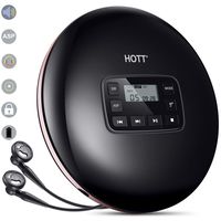 Portable Cd Player, HOTT CD611 CD Disc Player with Headphones and Power Adapter USB Cable, Small Walkman with Electronic Skip Protection Anti-Shock Function, Black
