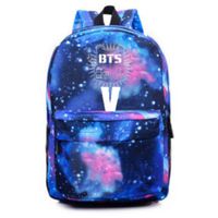 NUOFENG Kpop BTS Backpack Bangtan Boys Starry Sky Satchel Schoolbag Sports Bags (1. V)