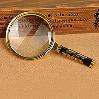 Mini Portable 10X Magnifying Golden Dragon Wooden Handheld BigEye Reading Aid Fixing Magnifying Glass Magnifier Pocket-size Weak Sight Helper Diameter 90mm/3.5"
