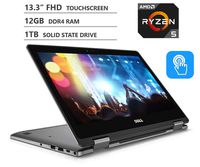 Dell Inspiron 7000 Series 13.3" 2-in-1 Full HD IPS Touchscreen Laptop, AMD Ryzen 5 2500U Processor up to 3.60GHz, 12GB RAM, 1TB M.2 Solid State Drive, HDMI, Wireless-AC, Bluetooth, Windows 10, Grey
