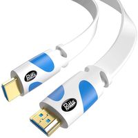 Flat HDMI Cable 30 Feet Postta 4K HDMI2.0 Cable Support 4K(2160P),3D,1080P,Ethernet,Audio Return(White-Pale Blue)