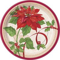 8 Count Poinsettia Joy Dinner Plates, 9-Inch