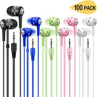 Bulk Earbuds 100 Pack Multi Colored for Classroom Kids Child Teen, Factorymall Wholesale Disposable Earbuds Earphones Headphones for School,Students,Library Computer Lab,Donate