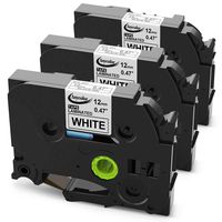 Anycolor Equivalent Ptouch TZe Tapes, 12mm 0.47 Inch Laminated Black on White TZ Tape TZe-231 Work with Brother P-touch Label Maker PT-D210 PT-D400AD PT-H110 and More, 26.2 Feet (8 Meter), 3-Pack