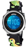 Kids Watch for Boys Girls 3D Cute Dinosaur Cartoon Toddler Watch Digital Silicone Band Alarm Stopwatch Digital Child Wristwatch 50M Waterproof Black