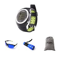 Posma GT2GC GT2 Activity GPS Golf Watch (Green) Set With 1pc Golf Ball Finder Hunter Retriever Glasses + 1pc 14 LED Golf Ball Finder Torch Ultraviolet Flashlight UV Retriever + 1pc Flannel Storage Bag