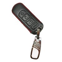 Coolbestda Hand Sewing Leather 4 Buttons Smart Key Fob Remote Cover Case Protector Keyless Entry Jacket Holder for Mazda 3 6 CX-7 CX-9 MX-5 Miata WAZXIT763SKE11A04