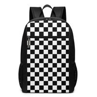 YRAI Black & White Racing Checkered Flag Backpacks Travel School Large Bags Shoulder Laptop Bag For Unisex