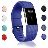 Bands Replacement Compatible for Fitbit Charge 2, Adjustable Wrist Accessories Sport Wristbands for Women&Men (Navy Blue-D, Large)
