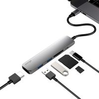 Purgo USB C Hub Adapter for MacBook Air 2018, MacBook Pro 2018-2016, MacBook 12 Inch, Chromebook, XPS and More with 4K HDMI, Pass-Through Charging, 2 USB 3.0 and SD/Micro Card Readers (Space Grey)