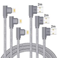 Lively Life 3 Pack Right Angled Lightning Charging Cable, 90 Degree Lightning Cable Compatible iPhone Xs/XR/ X/ 8 Plus/ 7/6 Plus/SE/ iPod Touch/iPad 2M3 Gray