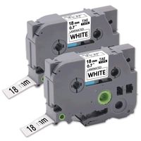 Tze 241 P Touch Label Tape 18mm 0.7 inch, LabelPros Tze-241 Laminated Black on White Tape Compatible with P-Touch PTD400AD PTD 400VP PT-D600 PTD600VP PT-P700 PT-P900W PT-2730, 3/4 in x 26.2 ft (18mm x 8m), 2 Pack